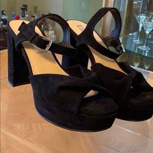 Black suede sling back sandals